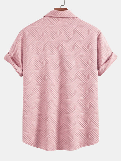 Striped Jacquard Button Up Shirt & Drawstring Shorts