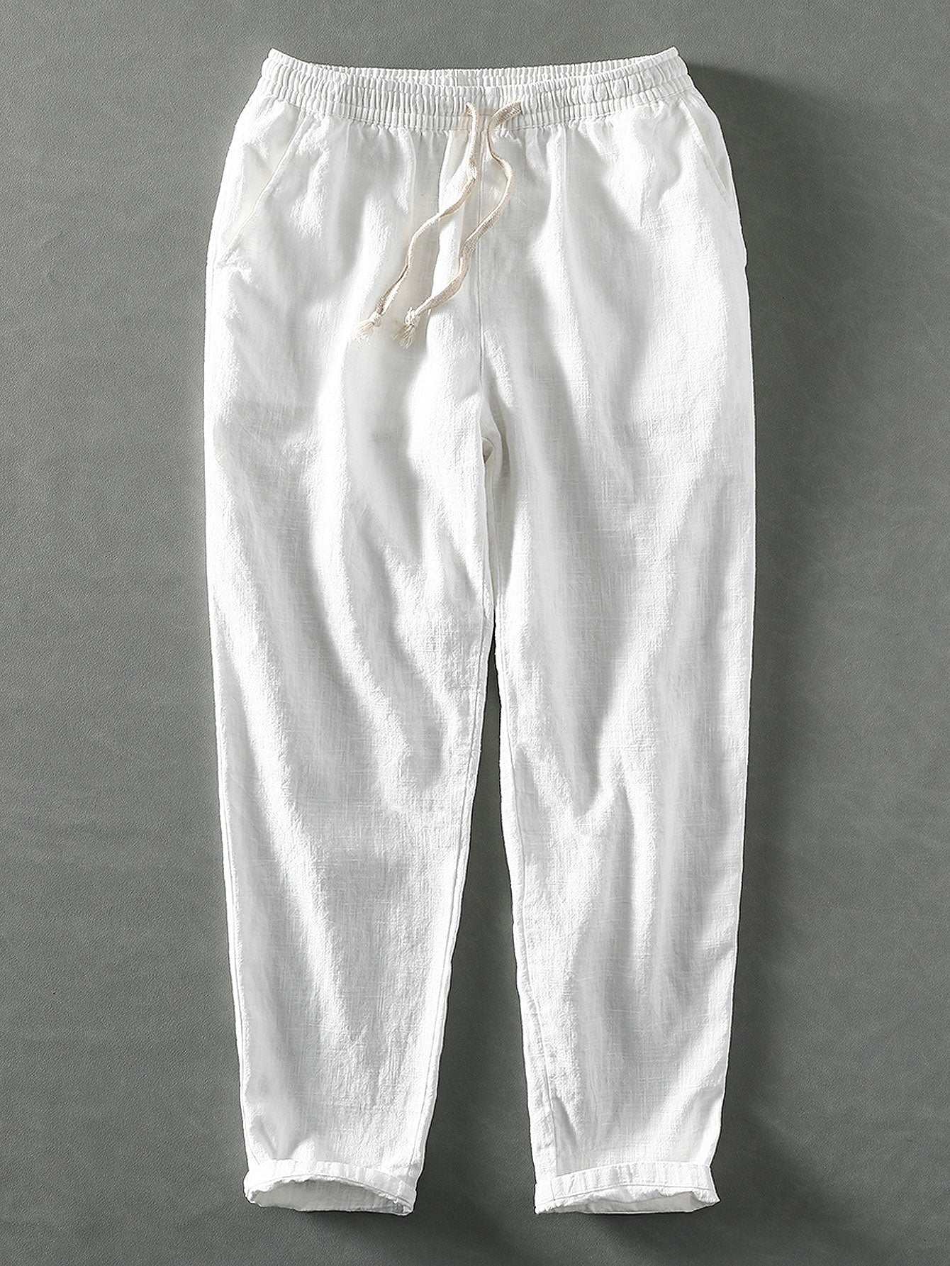 Geometric Jacquard Eyelet Cuban Shirt & Linen Cotton Blend Cropped Pants