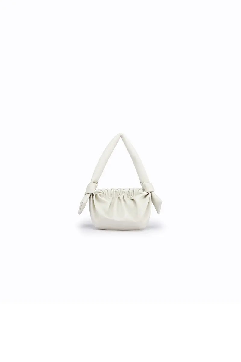 Leather Cloud Bag with Bow Detail