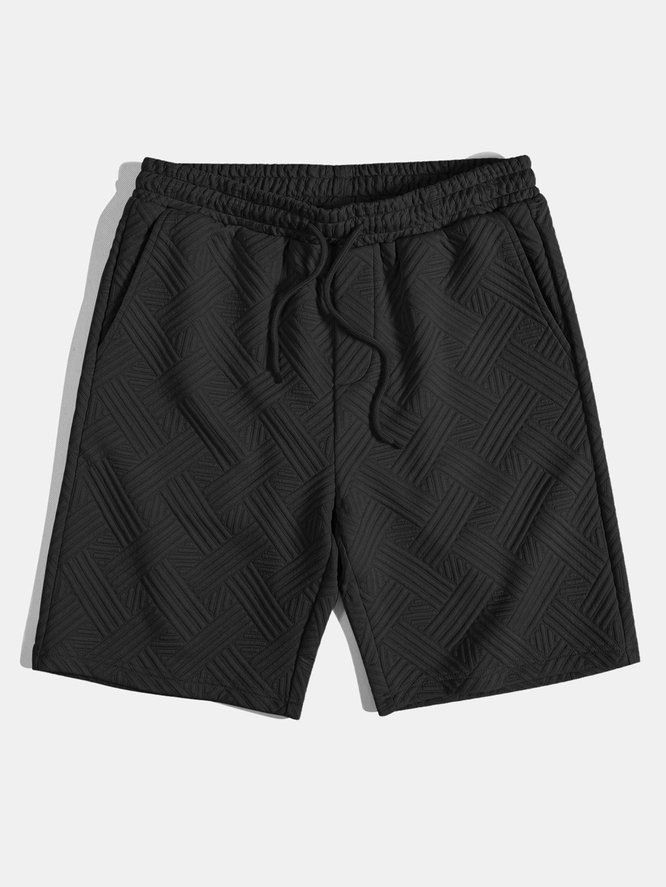 Striped Jacquard Button Up Shirt & Drawstring Shorts