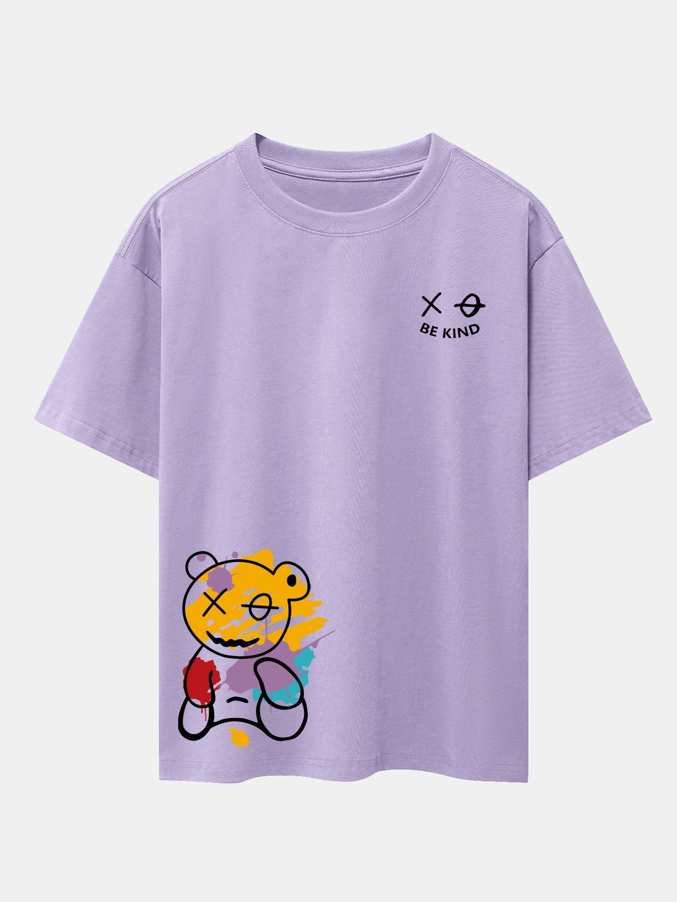 Graffiti Bear Print Drop Shoulder Oversize T-Shirt