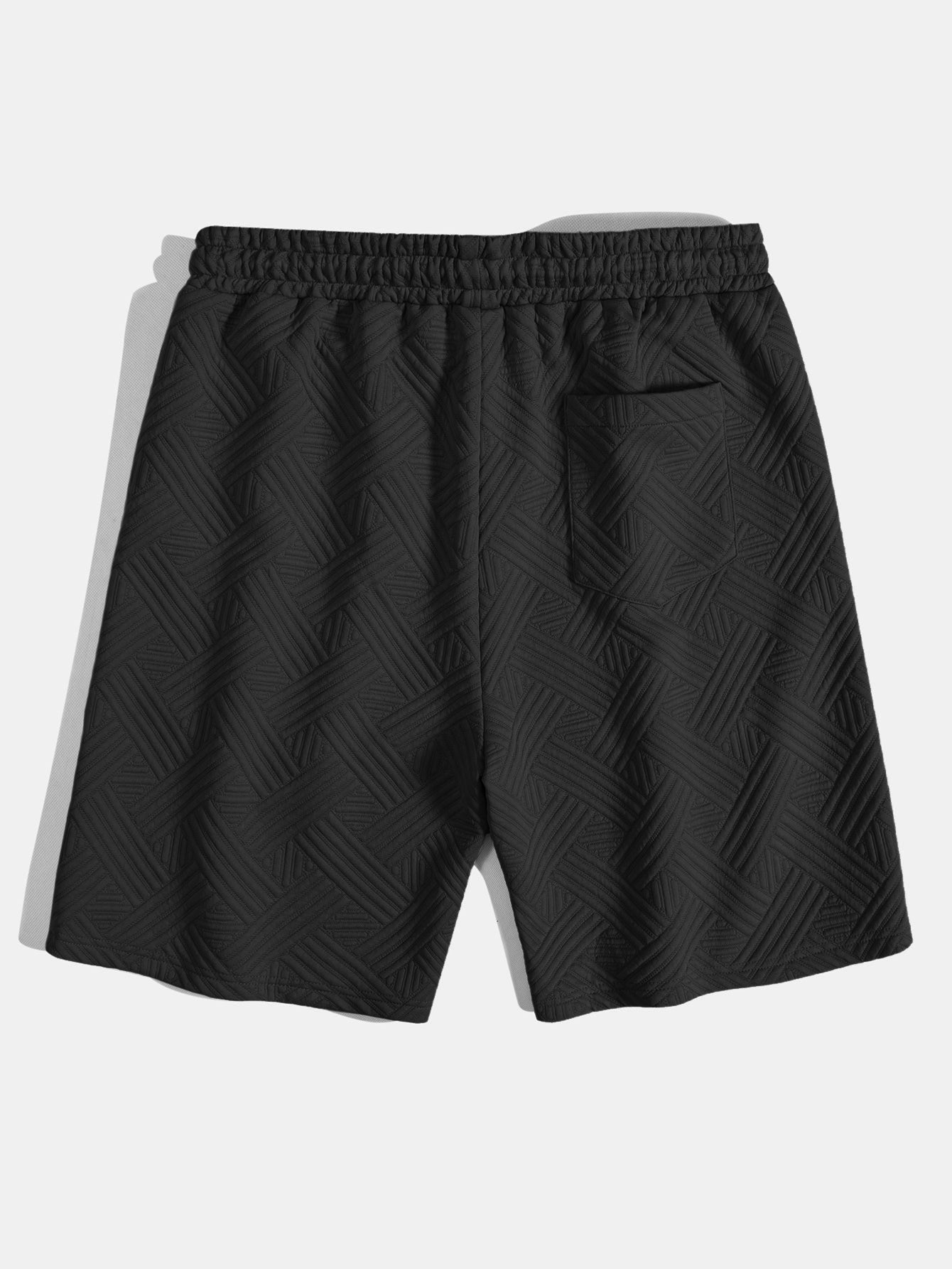 Striped Jacquard Button Up Shirt & Drawstring Shorts
