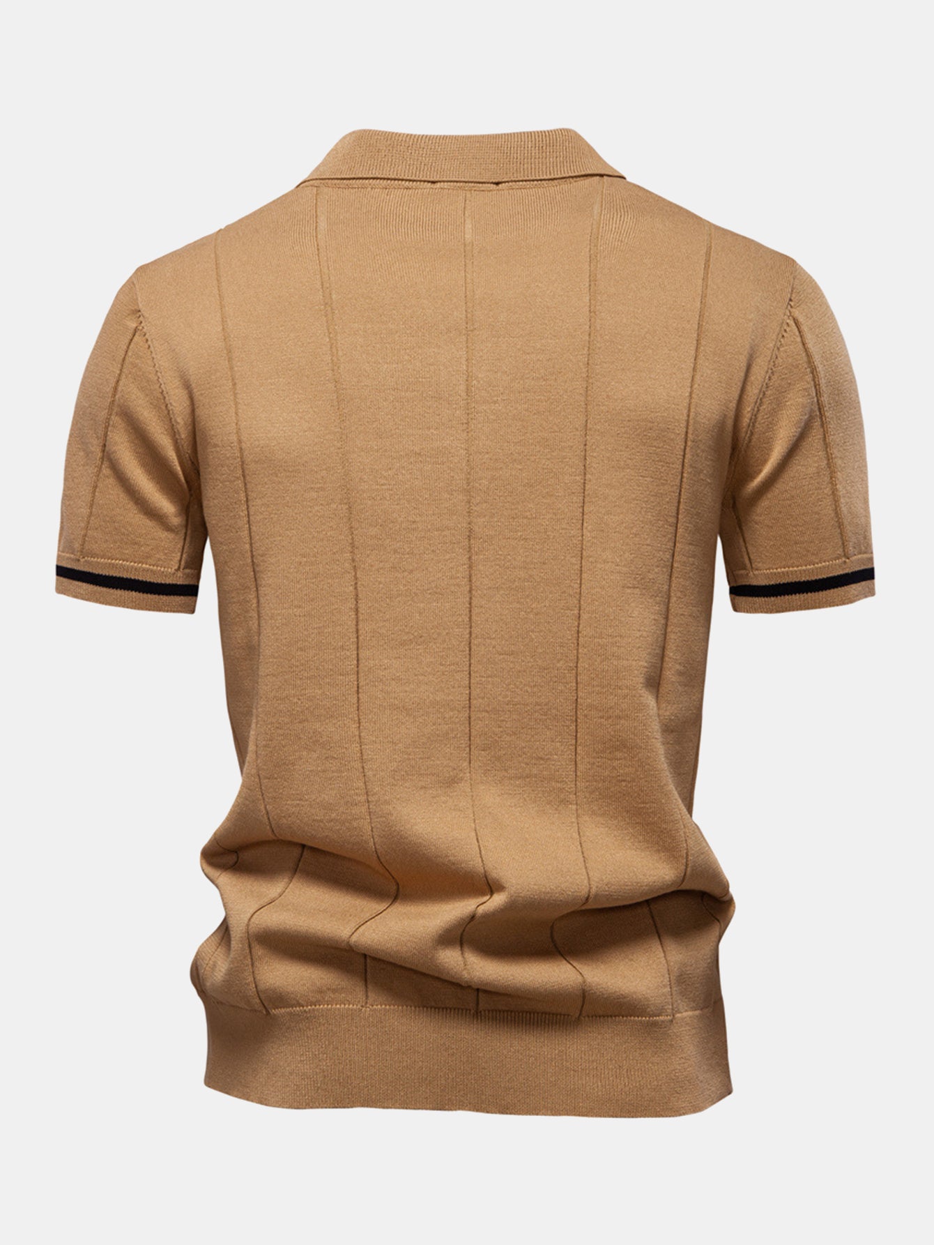 Contrast Trim Zipper Knit Polo Shirt