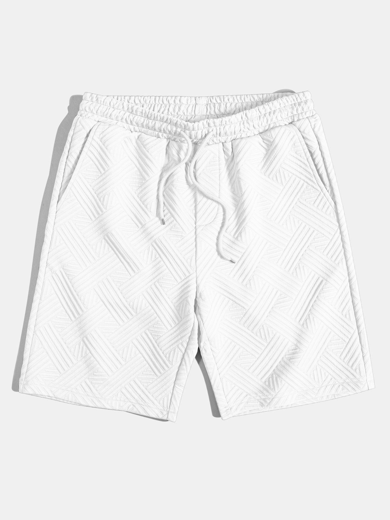 Striped Jacquard Button Up Shirt & Drawstring Shorts