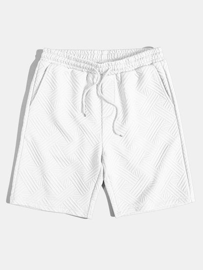 Striped Jacquard Button Up Shirt & Drawstring Shorts