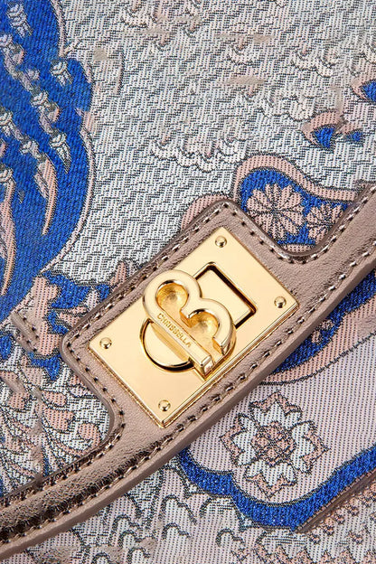 CHRISBELLA Embroidered Bamboo Handle Bag