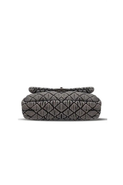 Washed Denim Quilted Chain Crossbody Bag