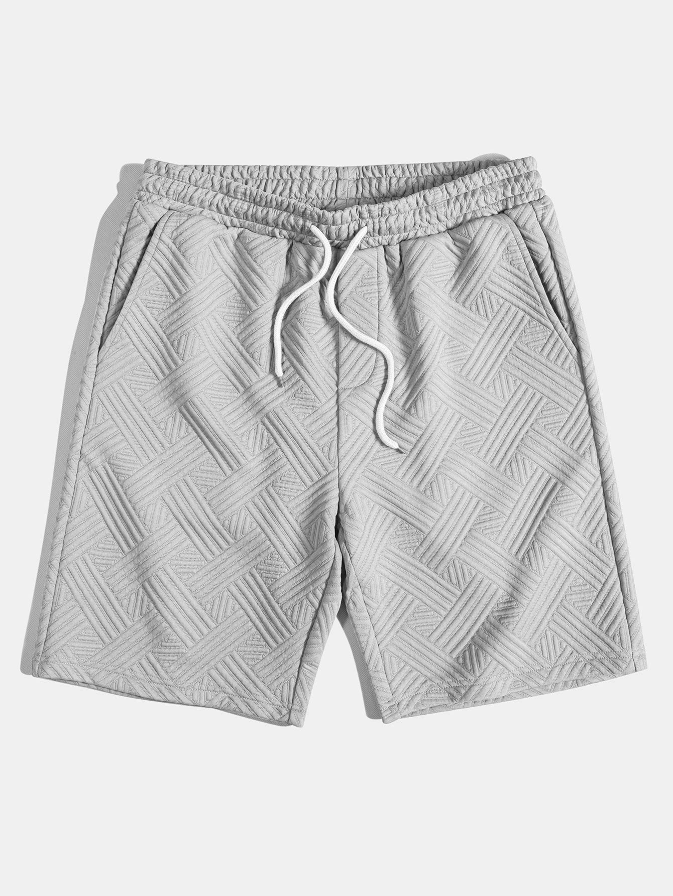 Striped Jacquard Button Up Shirt & Drawstring Shorts
