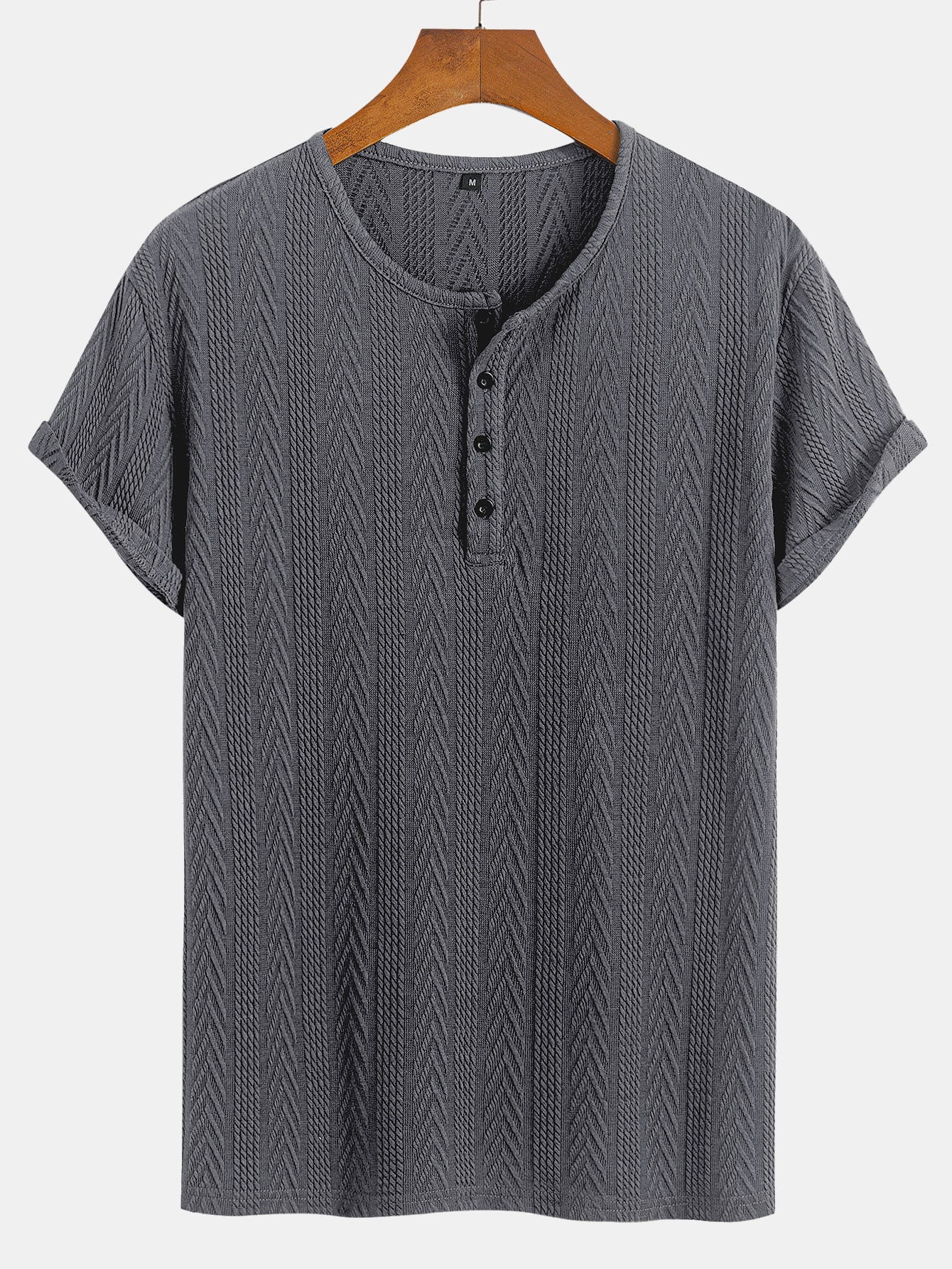 Short Sleeve Jacquard Half Open Collar T-Shirt