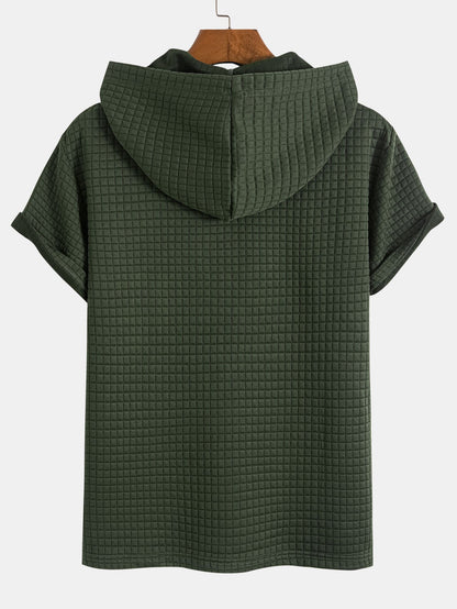 Kangaroo Pocket Waffle Hooded T-Shirt & Shorts