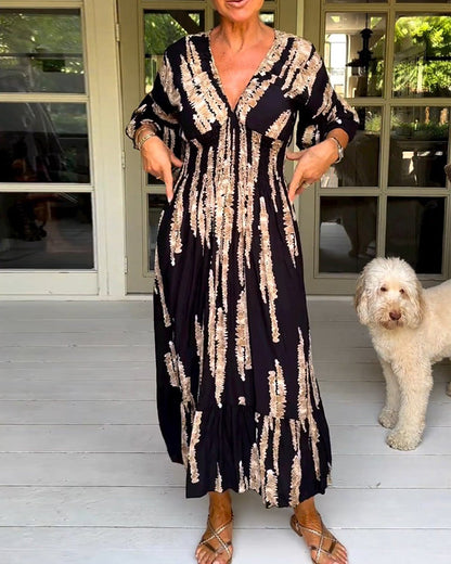 V neck 3/4 sleeve dress