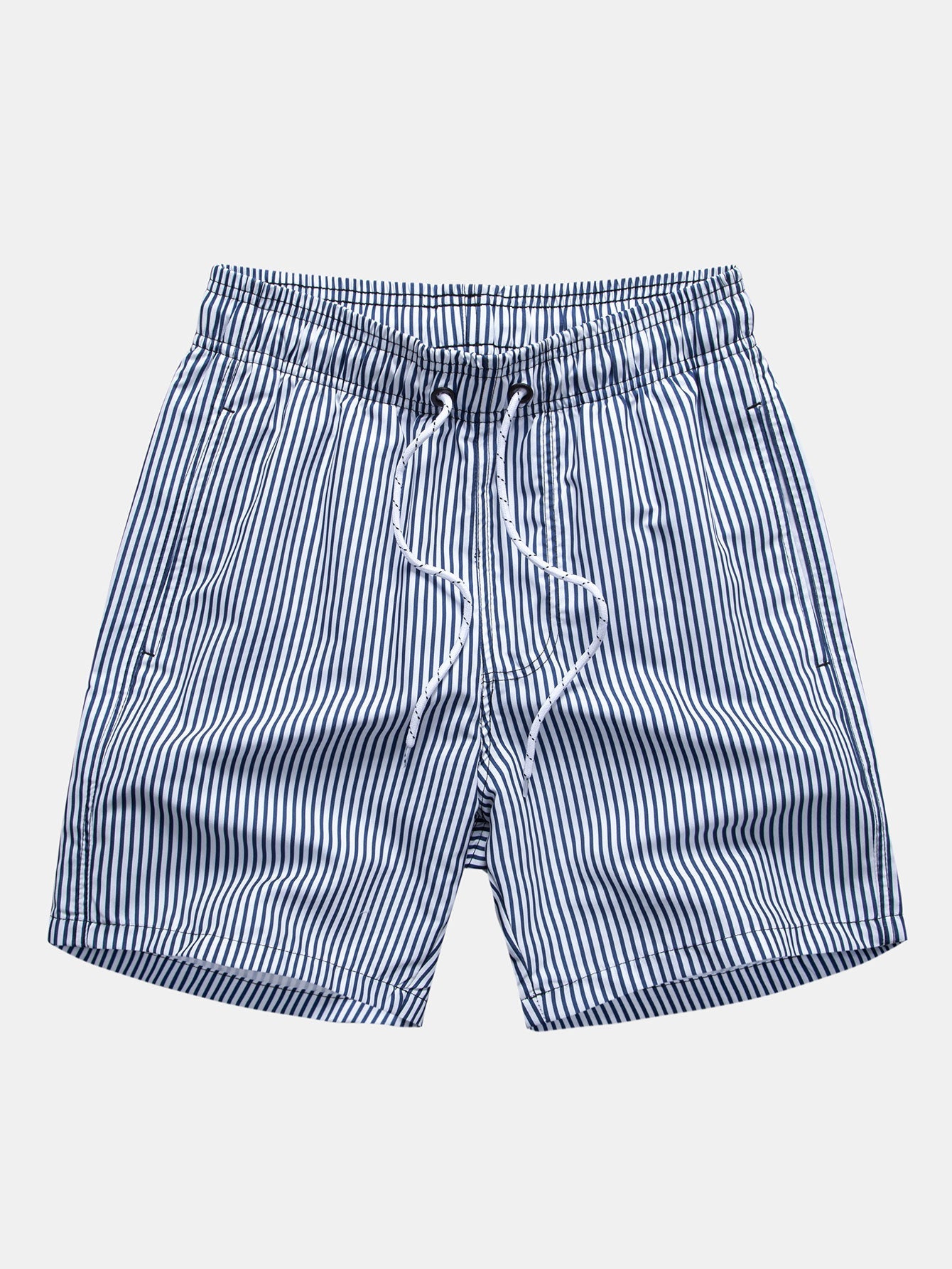 Palm Tree Print Button Up Shirt & Stripe Print Swim Shorts