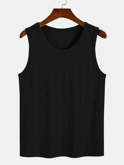 3 Pieces Wave Jacquard Textured Tank Top