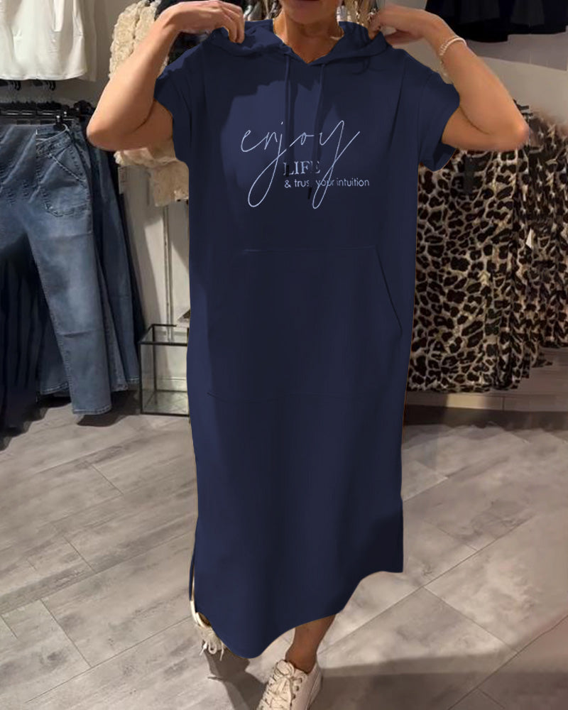 Hooded Casual Drawstring Dress