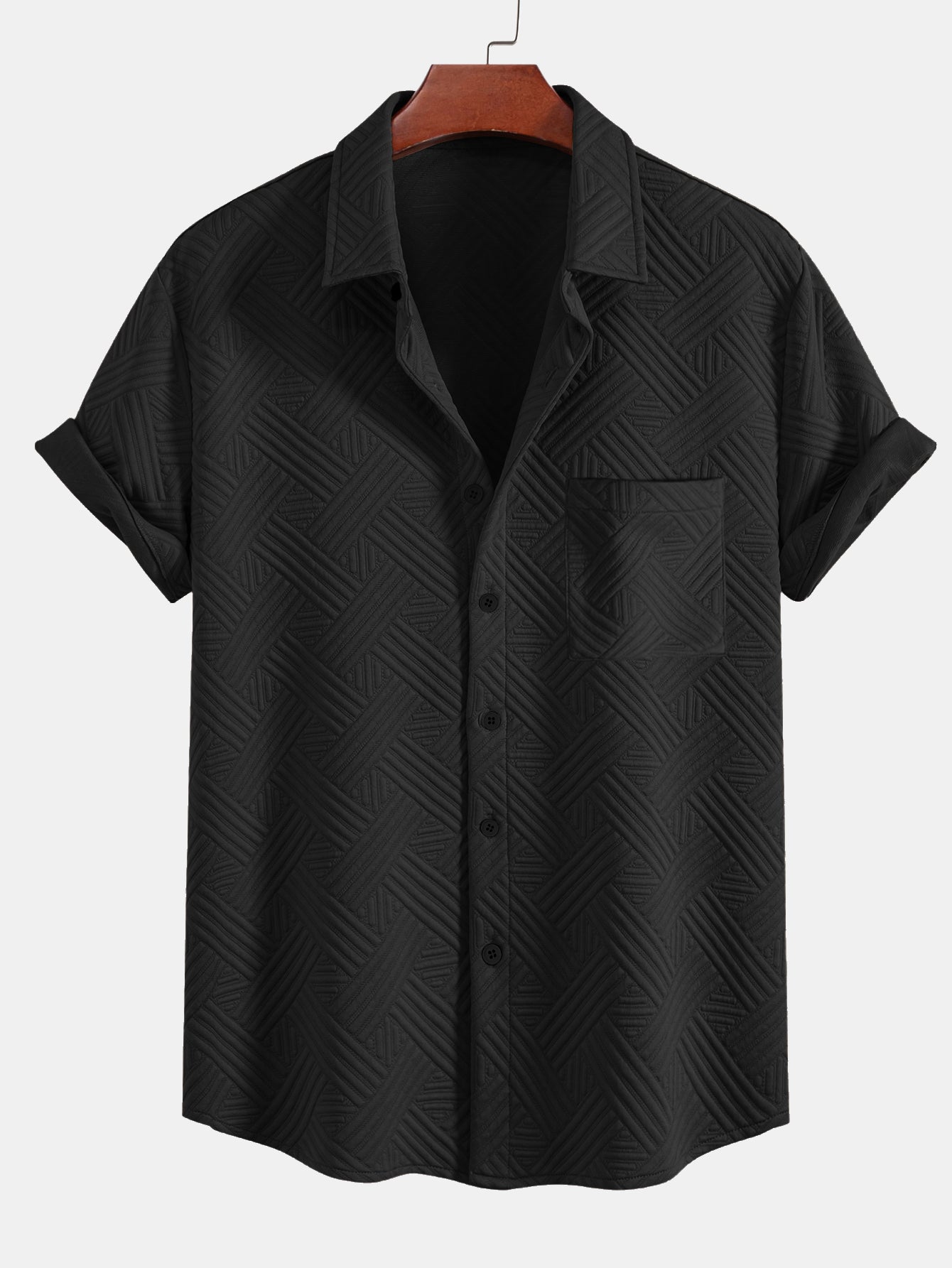 Striped Jacquard Button Up Shirt & Drawstring Shorts