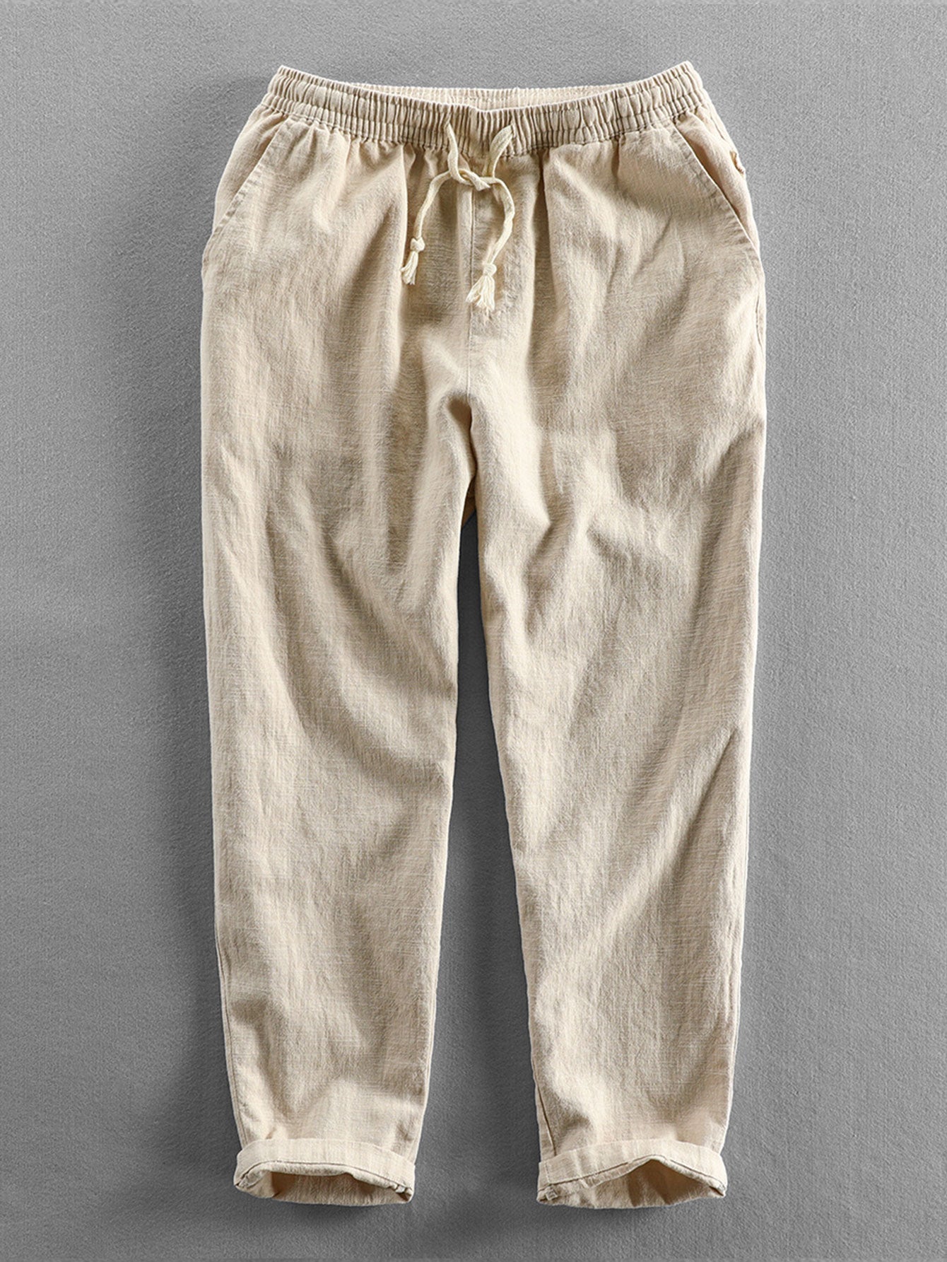 Geometric Jacquard Eyelet Cuban Shirt & Linen Cotton Blend Cropped Pants