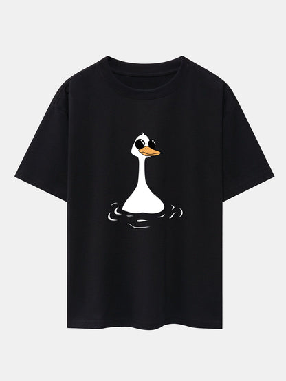 Sunglasses Goose Print Drop Shoulder Oversize T-Shirt