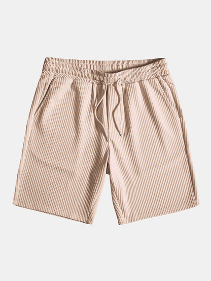 Muscle Fit Ribbed Button Up Shirt & Shorts