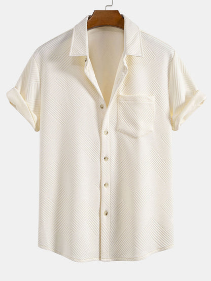 Stripe Jacquard Button Up Shirt & Shorts