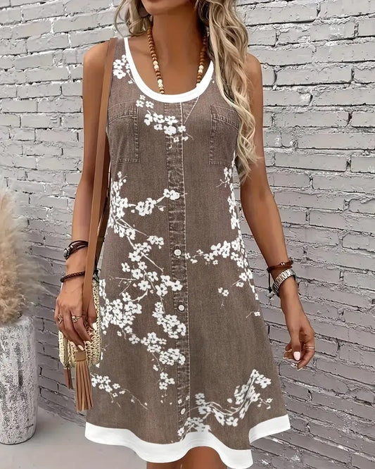 Casual Sleeveless Vest Print Dress