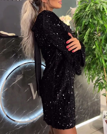 Sequined Fashion Tie-Strap Dress