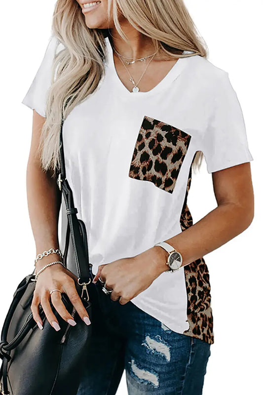 Summer Knit Leopard Patchwork Tee