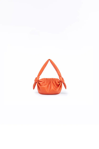 Leather Cloud Bag with Bow Detail