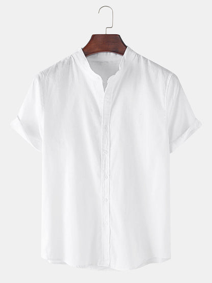 Linen Look Short Sleeve Basic Shirts & Straight Leg Linen Pants