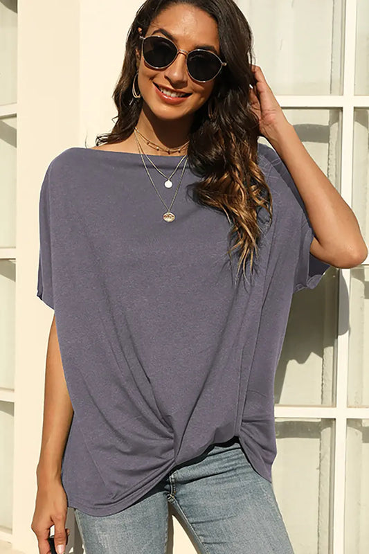 Solid Color Off-Shoulder T-Shirt