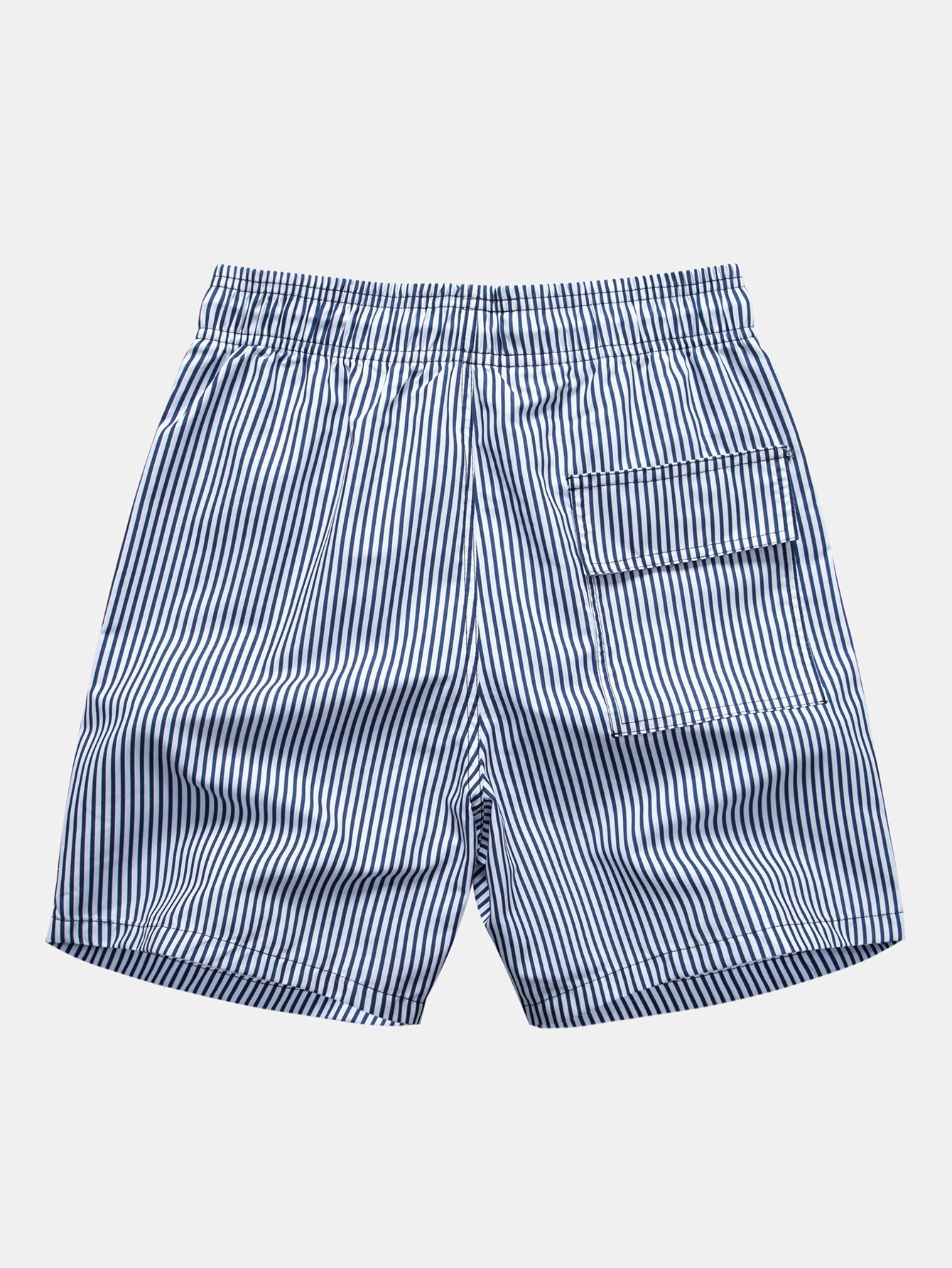Palm Tree Nautical Print Button Up Shirt & Stripe Print Swim Shorts