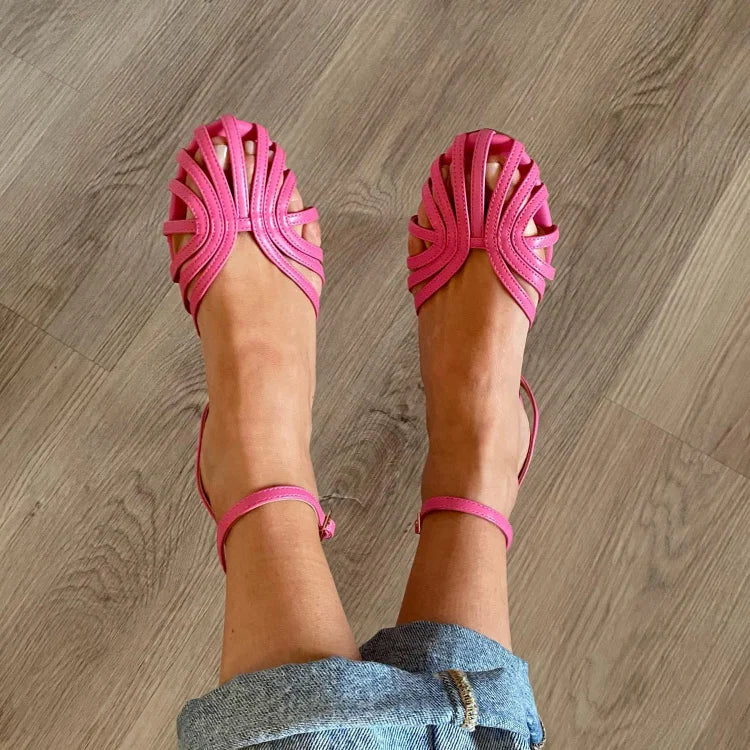 Allegra jewel strap flat sandals styled on foot