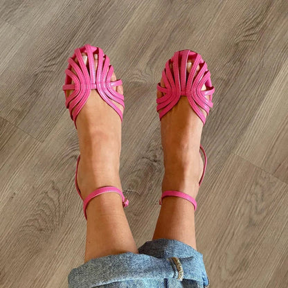Allegra jewel strap flat sandals styled on foot