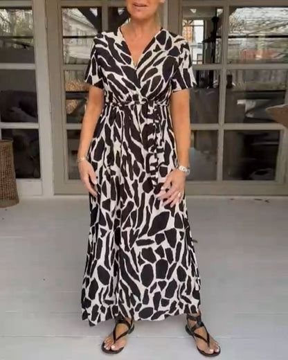 V neck short sleeve dress