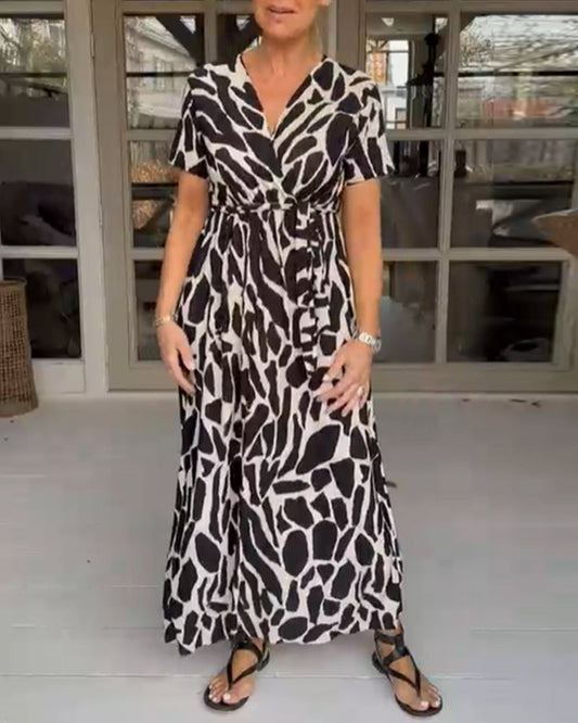 V neck short sleeve dress
