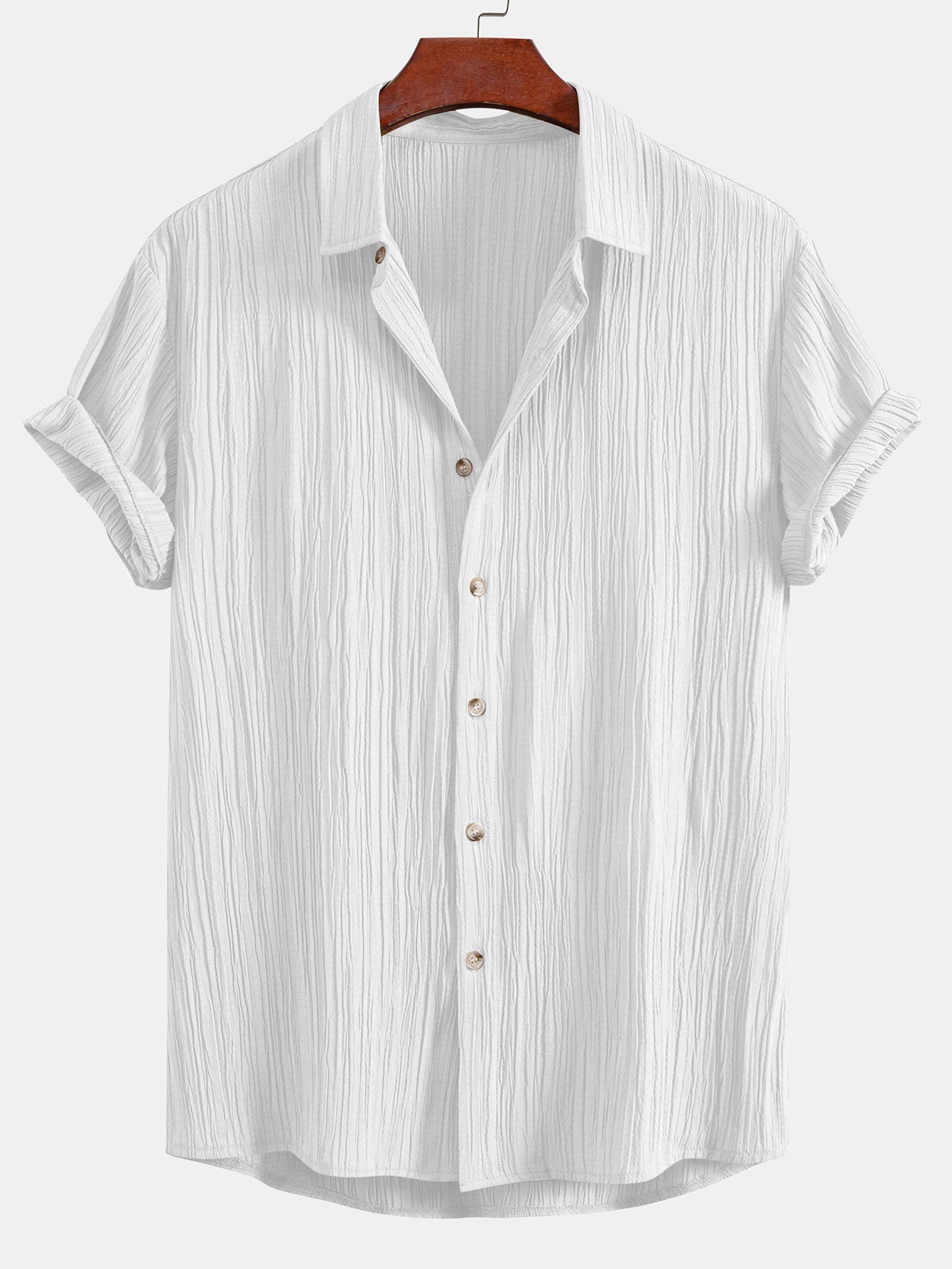 Crinkled Textured Button Up Shirt