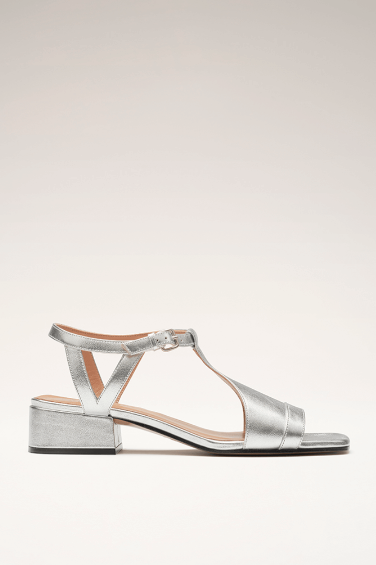 Livia cross-strap low heel sandals detail view