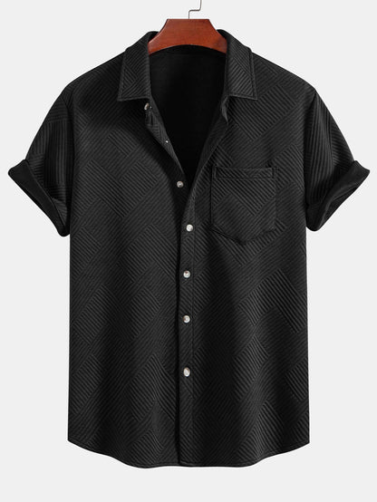 Stripe Jacquard Button Up Shirt & Shorts