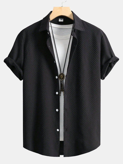 Checkerboard Jacquard Button Up Shirt