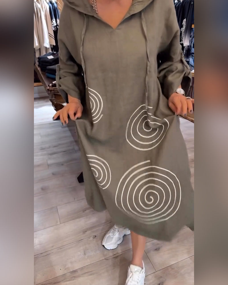 Hooded Long Sleeve Loose Dress