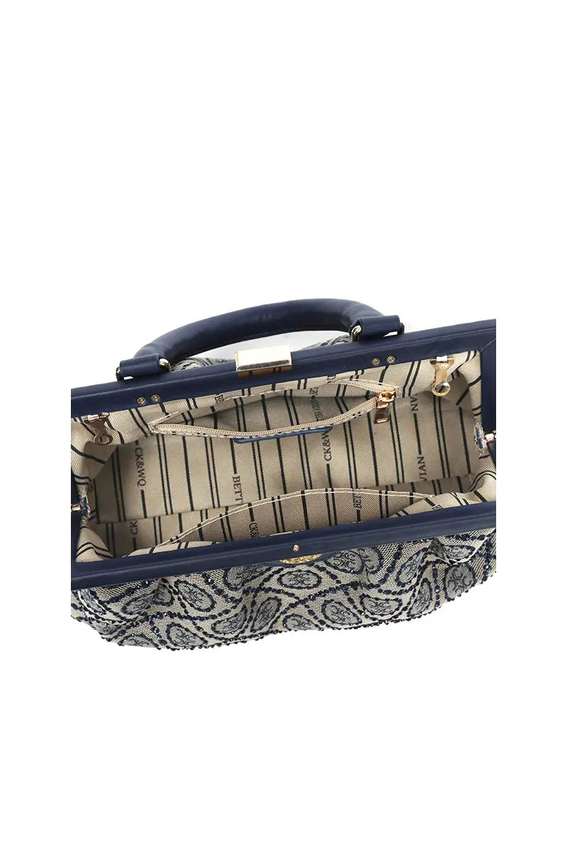 New Blue Luxury Frame Top Crossbody Bag