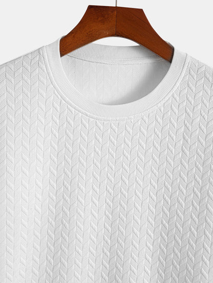 Jacquard Textured Arc Hem T-Shirt