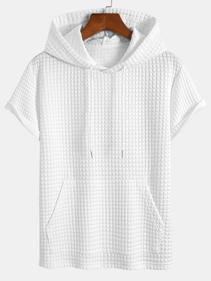 Kangaroo Pocket Waffle Hooded T-Shirt & Shorts