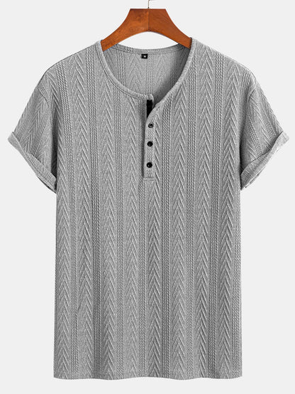 Short Sleeve Jacquard Half Open Collar T-Shirt