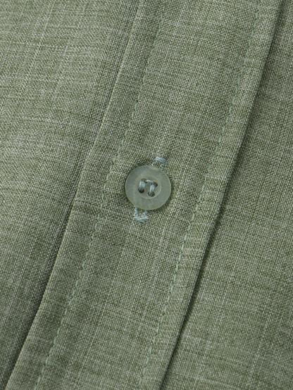 Man Stand Collar Shirt Whit Pocket