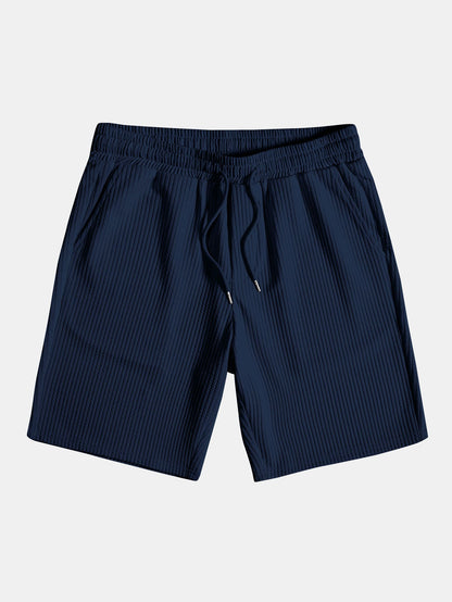 Muscle Fit Ribbed Button Up Shirt & Shorts