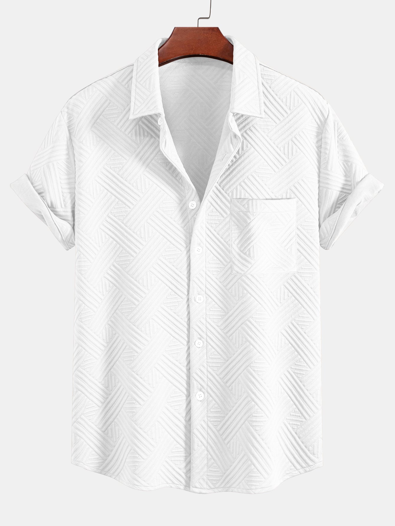 Striped Jacquard Button Up Shirt & Drawstring Shorts