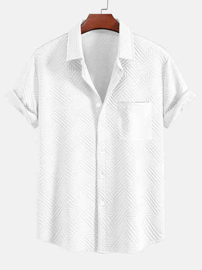 Striped Jacquard Button Up Shirt & Drawstring Shorts
