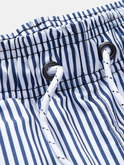 Palm Tree Print Button Up Shirt & Stripe Print Swim Shorts