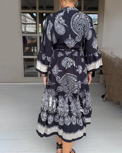 Vintage Pattern Print Loose Dress
