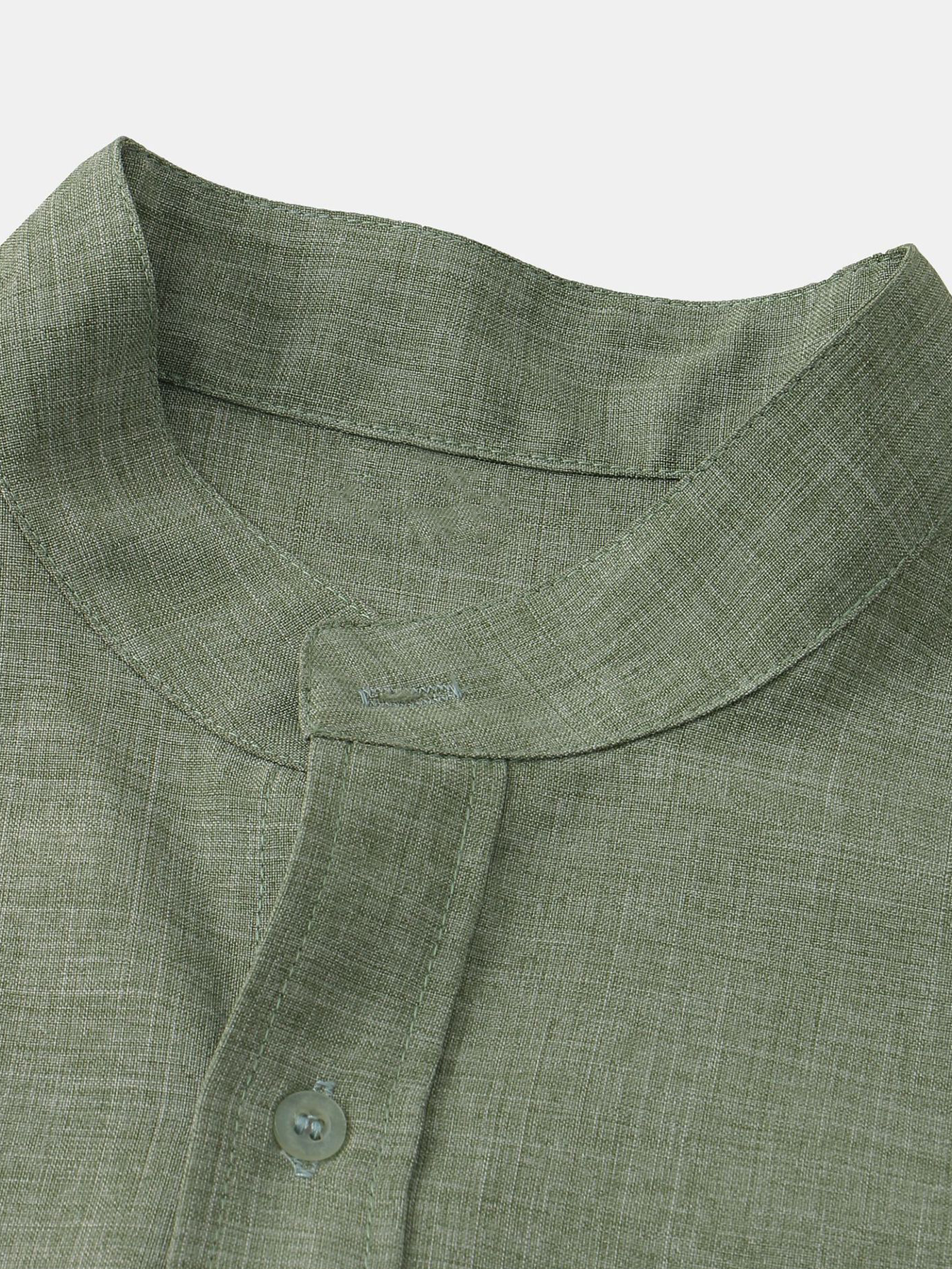 Man Stand Collar Shirt Whit Pocket